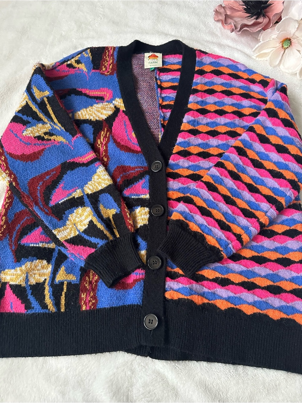 Farm Rio Mixed Mushrooms Knit Cardigan Medium - Picture 5 of 15